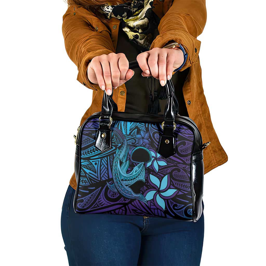 Nukuoro Atoll Shoulder Handbag Polynesian Shark Tattoo Purple Gradient Vibes