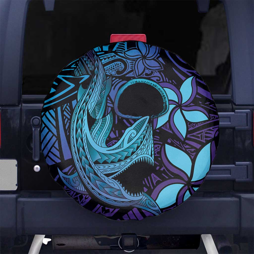 Nukuoro Atoll Spare Tire Cover Polynesian Shark Tattoo Purple Gradient Vibes LT14 - Polynesian Pride
