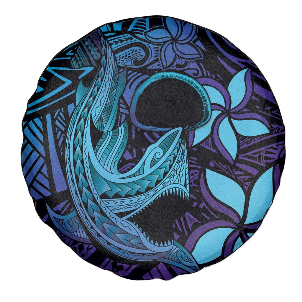 Nukuoro Atoll Spare Tire Cover Polynesian Shark Tattoo Purple Gradient Vibes LT14 - Polynesian Pride