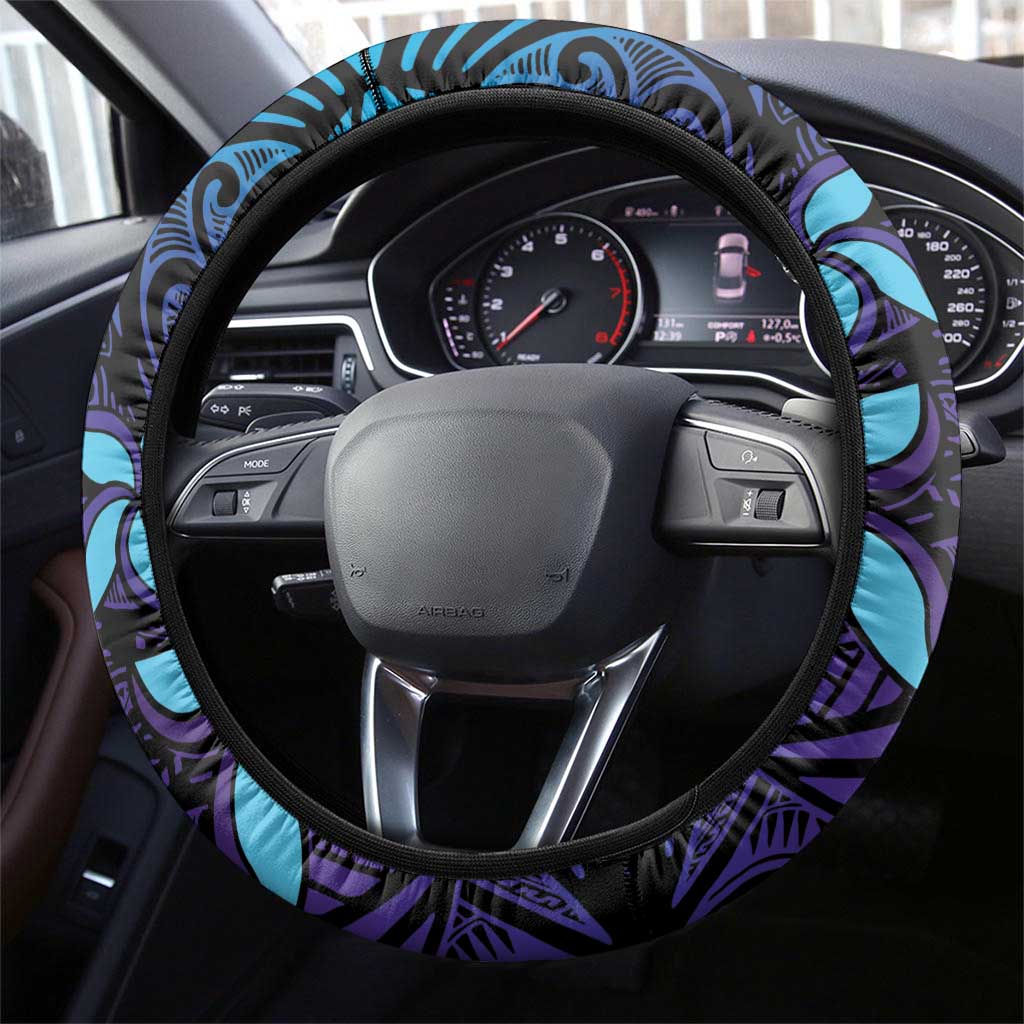 Nukuoro Atoll Steering Wheel Cover Polynesian Shark Tattoo Purple Gradient Vibes LT14 - Polynesian Pride