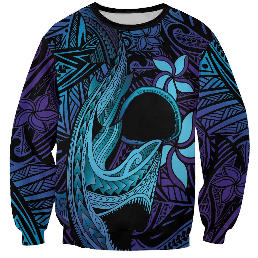 Nukuoro Atoll Sweatshirt Polynesian Shark Tattoo Purple Gradient Vibes LT14 Unisex Purple - Polynesian Pride