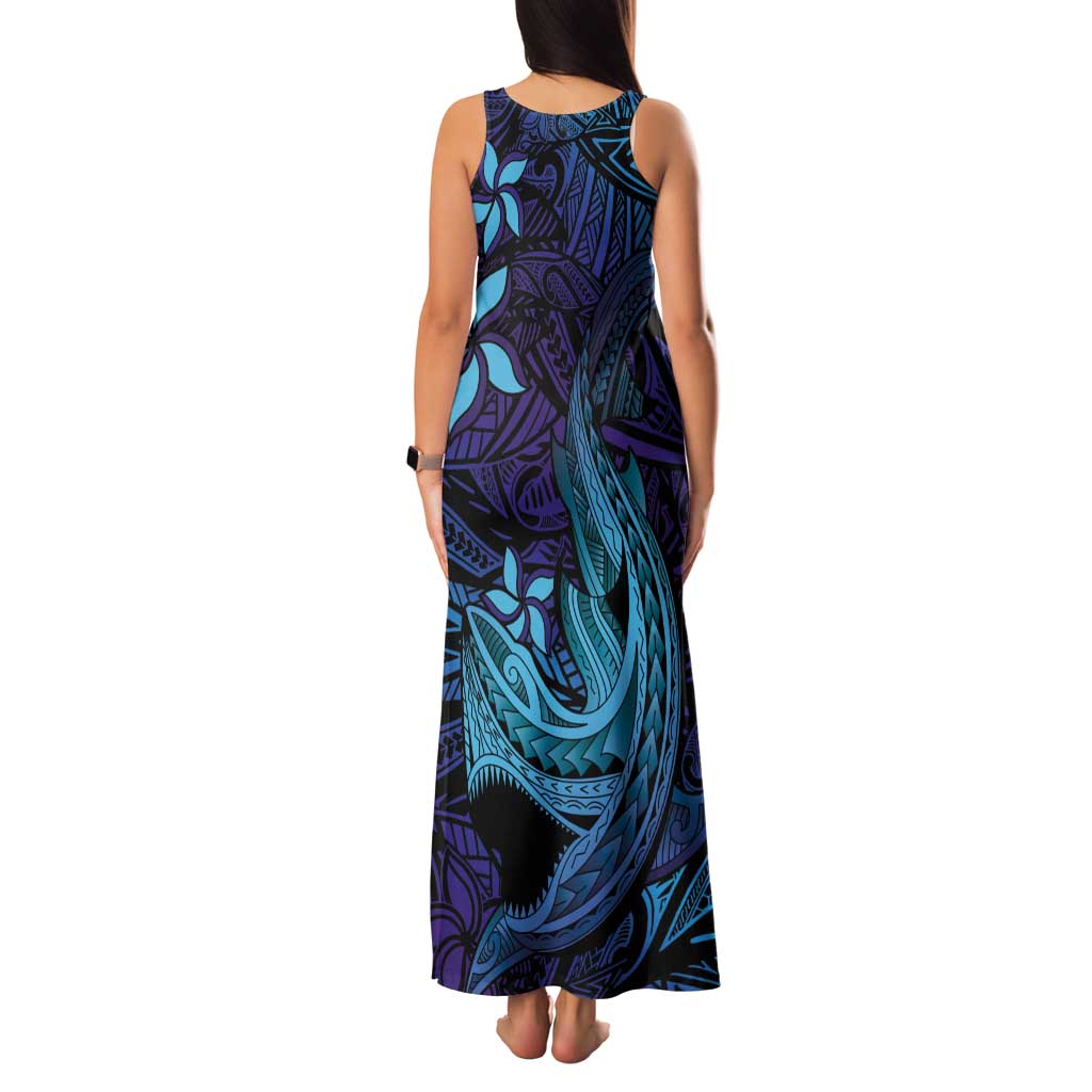 Nukuoro Atoll Tank Maxi Dress Polynesian Shark Tattoo Purple Gradient Vibes LT14 - Polynesian Pride
