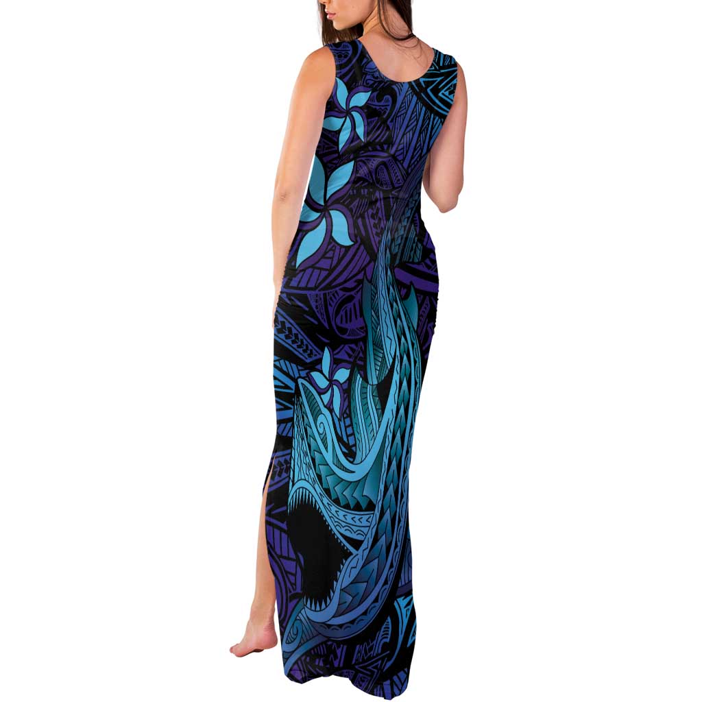 Nukuoro Atoll Tank Maxi Dress Polynesian Shark Tattoo Purple Gradient Vibes LT14 - Polynesian Pride