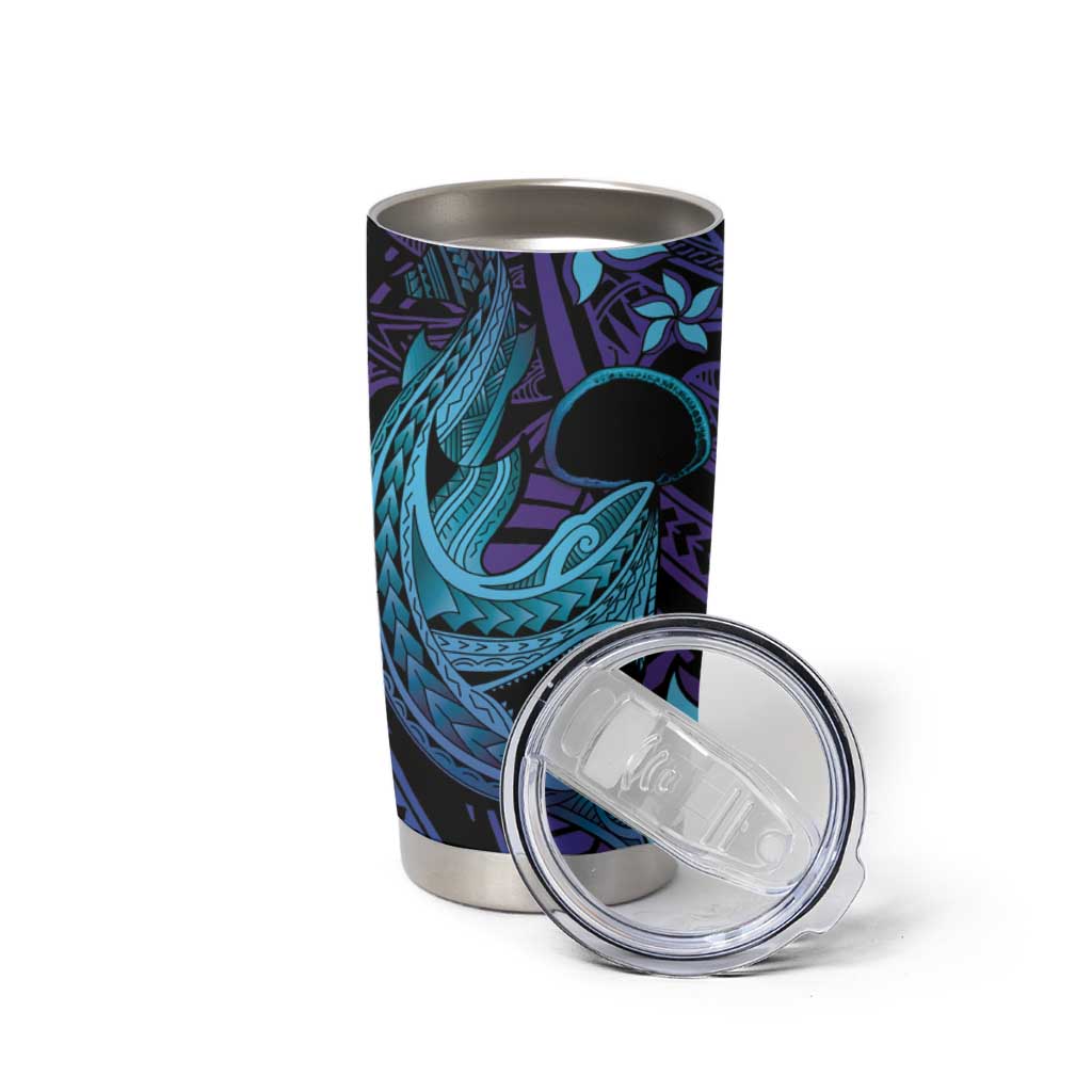 Nukuoro Atoll Tumbler Cup Polynesian Shark Tattoo Purple Gradient Vibes LT14 - Polynesian Pride