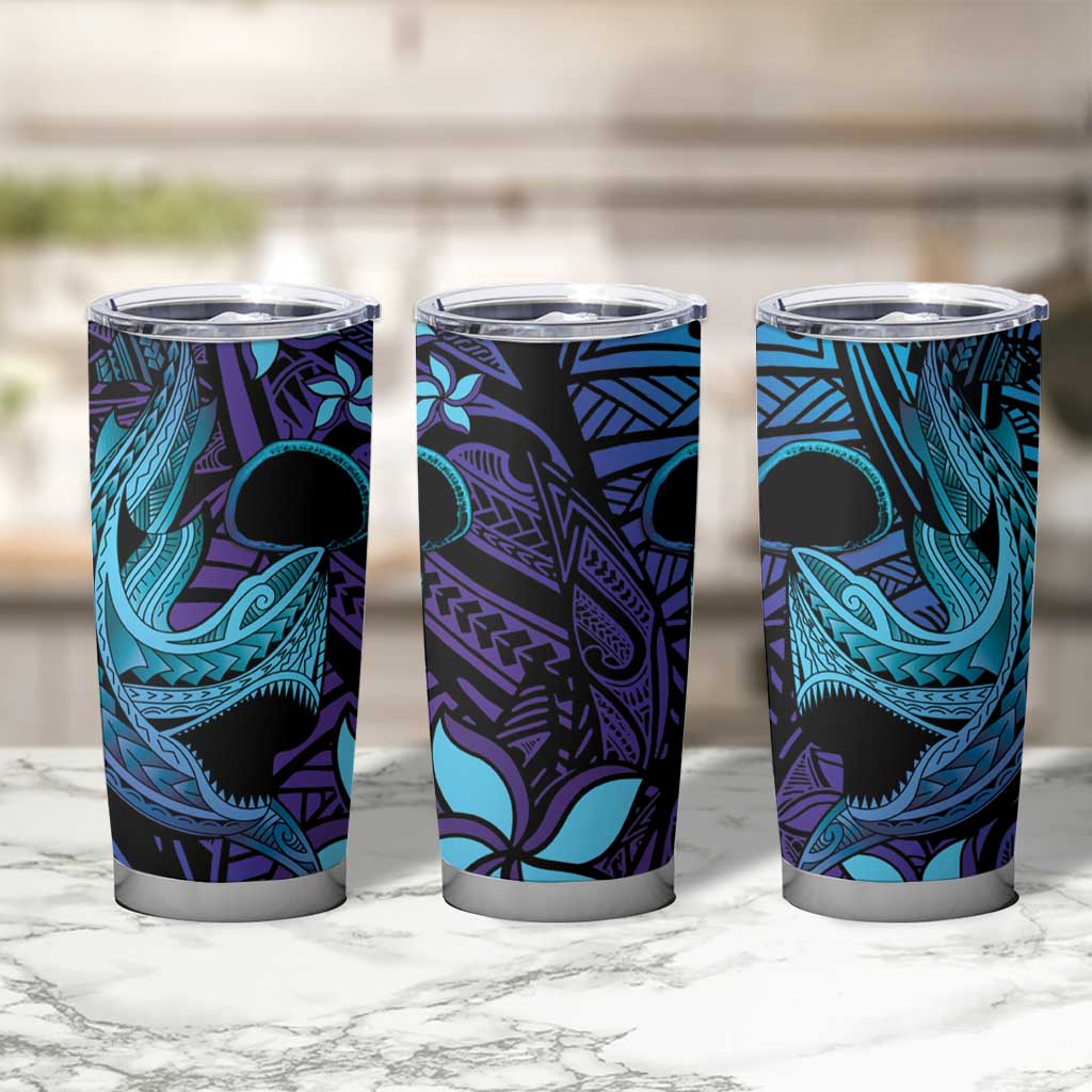 Nukuoro Atoll Tumbler Cup Polynesian Shark Tattoo Purple Gradient Vibes LT14 - Polynesian Pride
