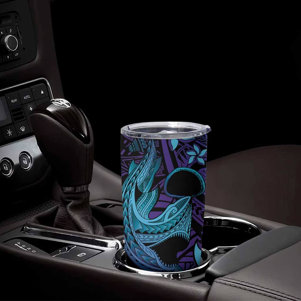 Nukuoro Atoll Tumbler Cup Polynesian Shark Tattoo Purple Gradient Vibes LT14 - Polynesian Pride