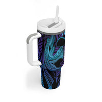 Nukuoro Atoll Tumbler With Handle Polynesian Shark Tattoo Purple Gradient Vibes LT14 - Polynesian Pride