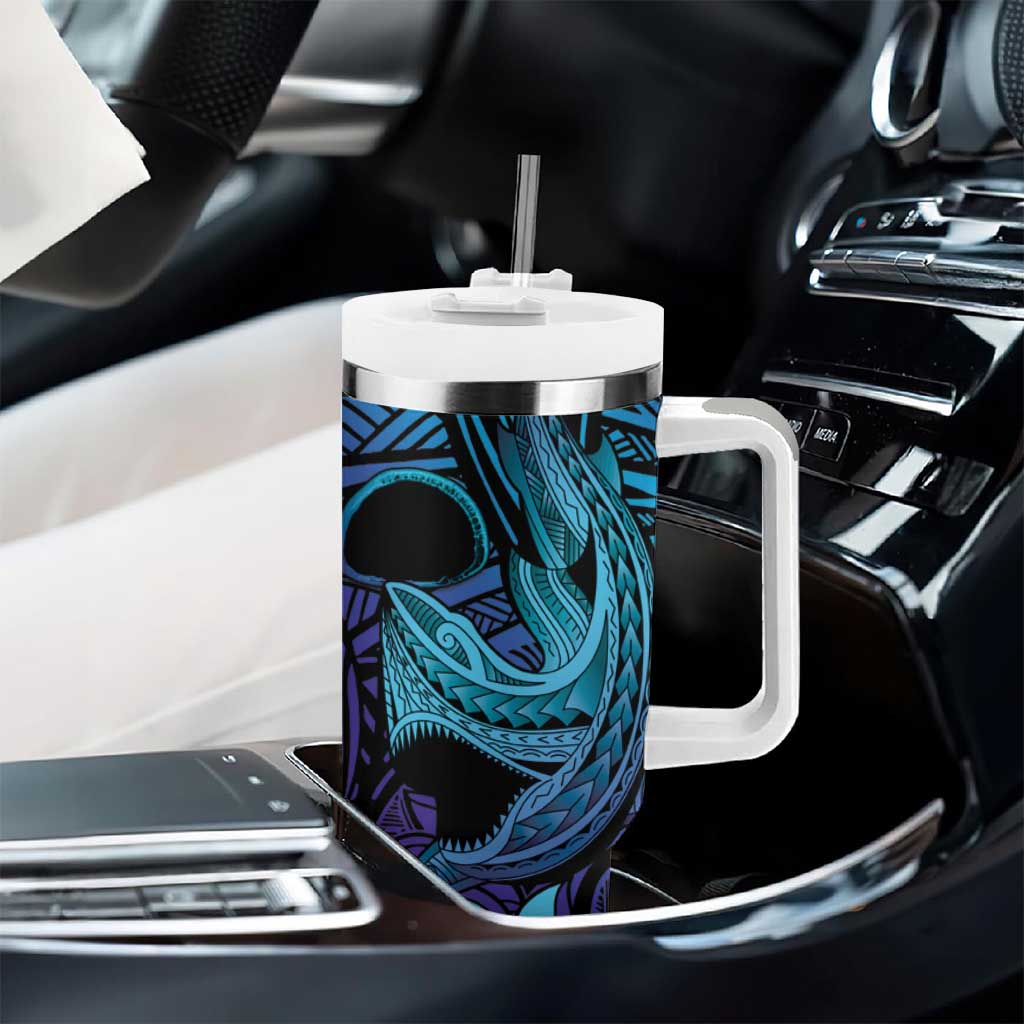 Nukuoro Atoll Tumbler With Handle Polynesian Shark Tattoo Purple Gradient Vibes LT14 - Polynesian Pride