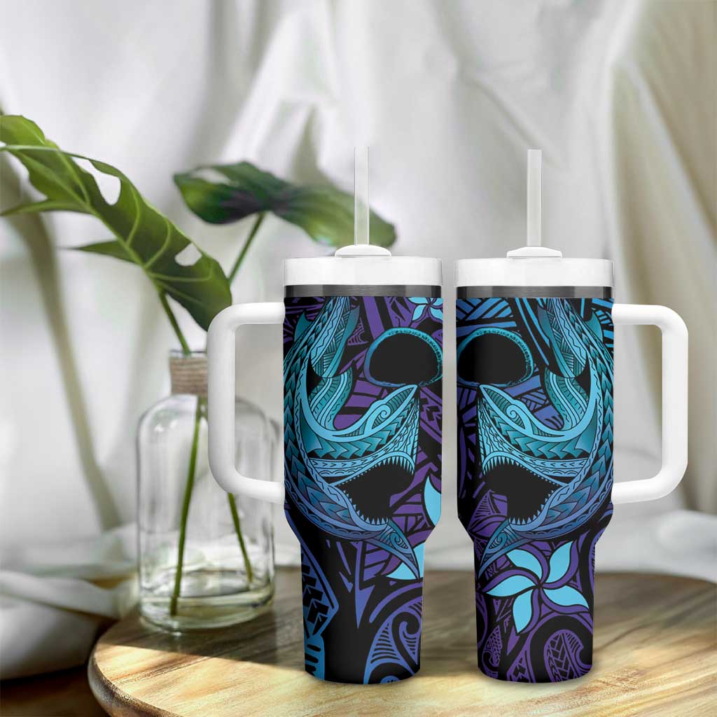 Nukuoro Atoll Tumbler With Handle Polynesian Shark Tattoo Purple Gradient Vibes LT14 - Polynesian Pride
