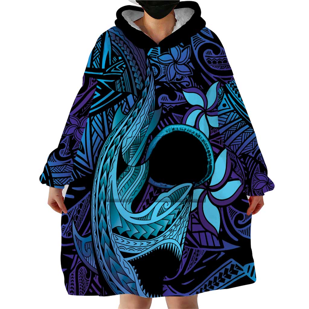 Nukuoro Atoll Wearable Blanket Hoodie Polynesian Shark Tattoo Purple Gradient Vibes LT14 - Polynesian Pride