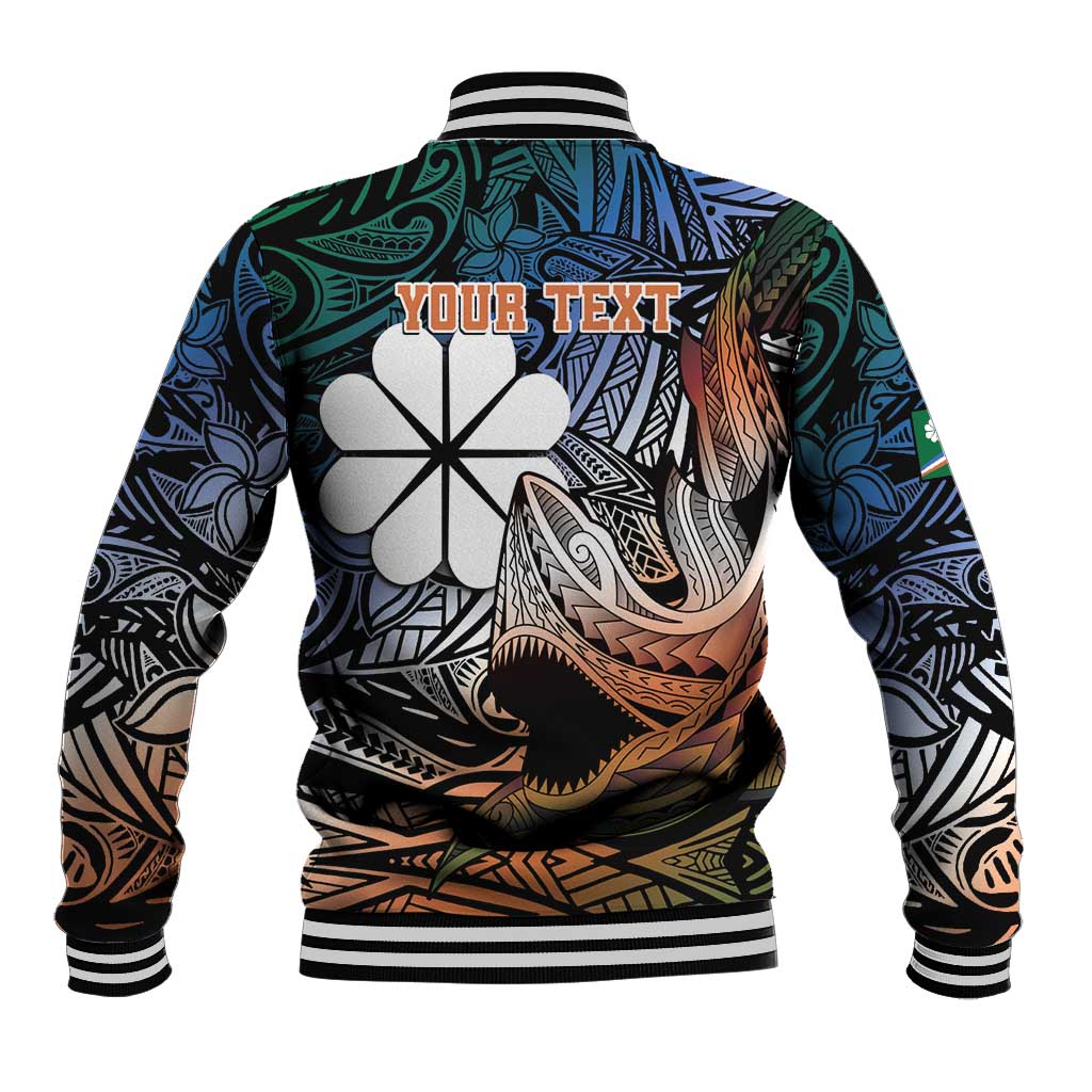 Personalised Kwajalein Atoll Baseball Jacket Polynesian Shark Tattoo Gradient Vibes LT14 - Polynesian Pride