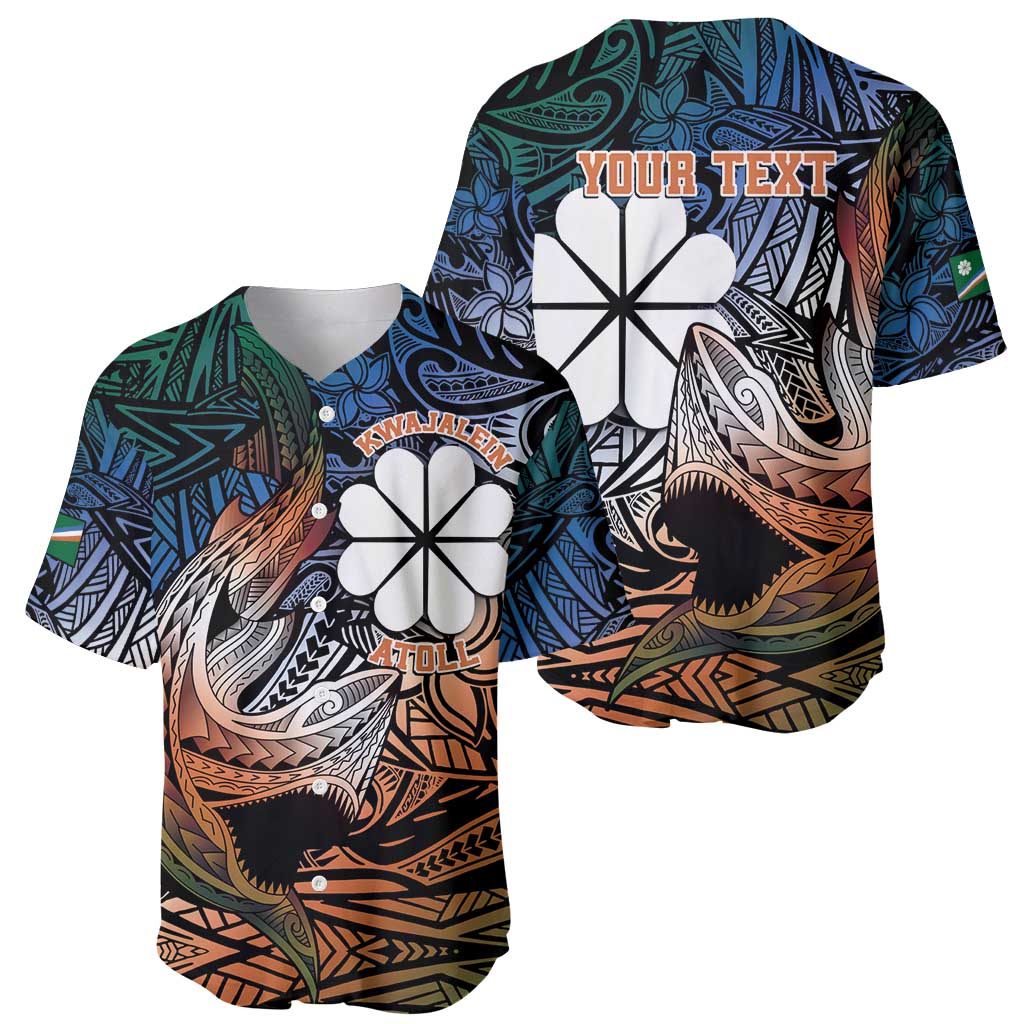 Personalised Kwajalein Atoll Baseball Jersey Polynesian Shark Tattoo Gradient Vibes