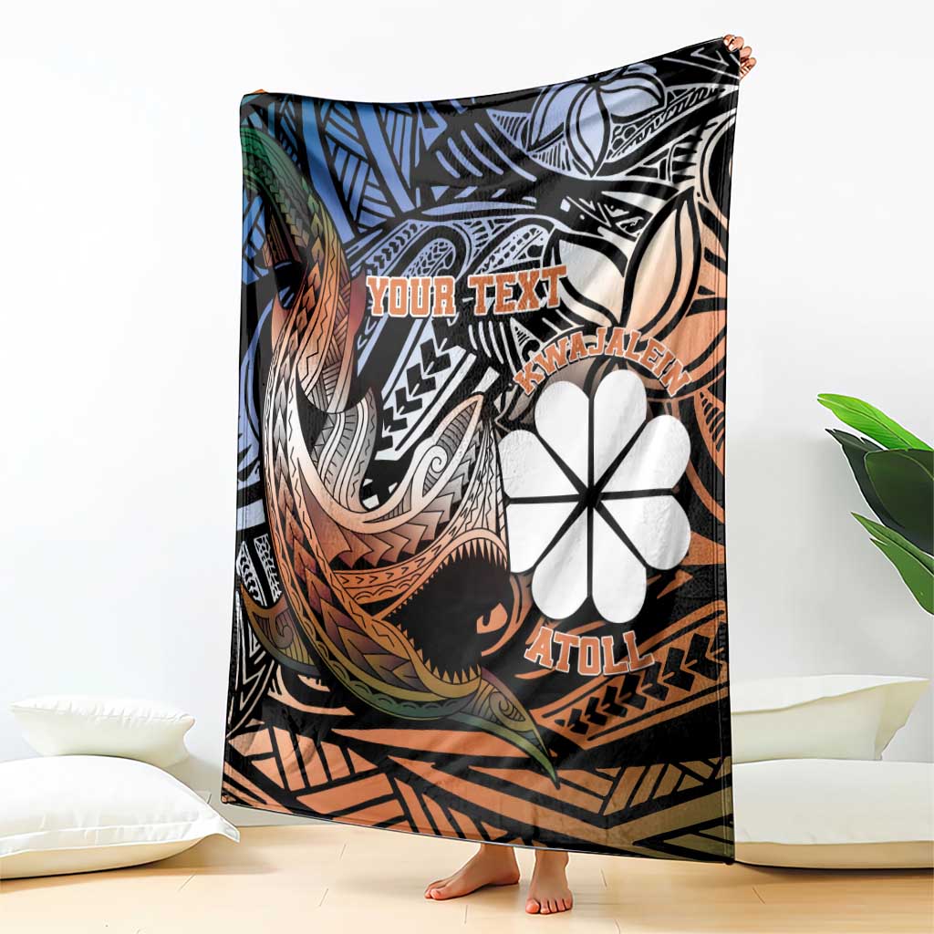 Personalised Kwajalein Atoll Blanket Polynesian Shark Tattoo Gradient Vibes LT14 - Polynesian Pride