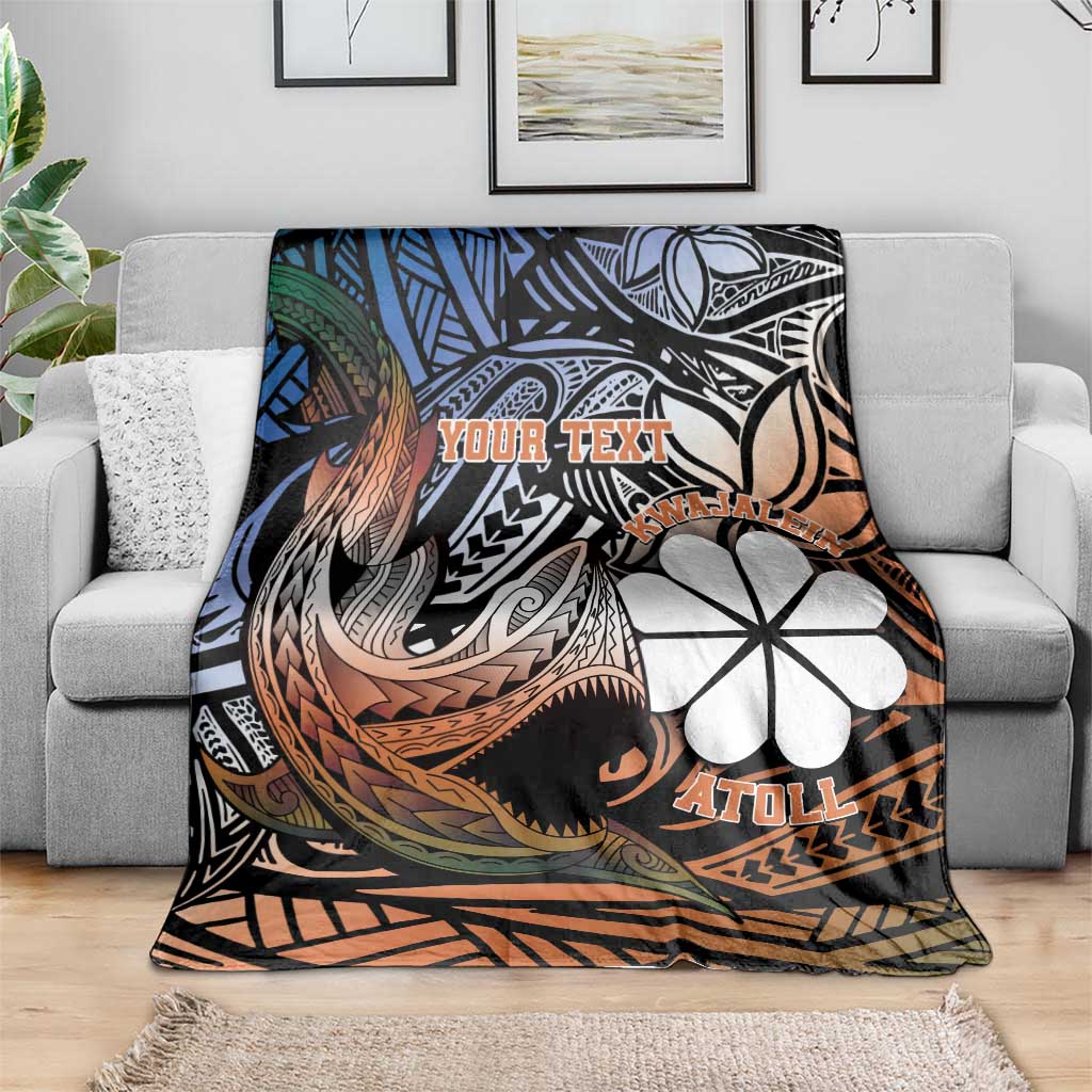 Personalised Kwajalein Atoll Blanket Polynesian Shark Tattoo Gradient Vibes LT14 - Polynesian Pride