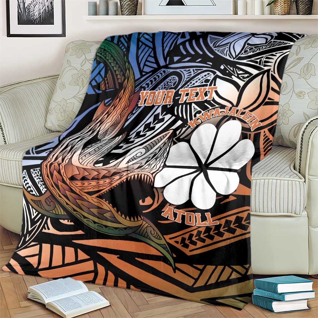 Personalised Kwajalein Atoll Blanket Polynesian Shark Tattoo Gradient Vibes LT14 - Polynesian Pride