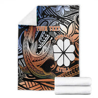 Personalised Kwajalein Atoll Blanket Polynesian Shark Tattoo Gradient Vibes LT14 - Polynesian Pride