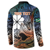 Personalised Kwajalein Atoll Button Sweatshirt Polynesian Shark Tattoo Gradient Vibes LT14 - Polynesian Pride