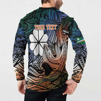 Personalised Kwajalein Atoll Button Sweatshirt Polynesian Shark Tattoo Gradient Vibes LT14 - Polynesian Pride