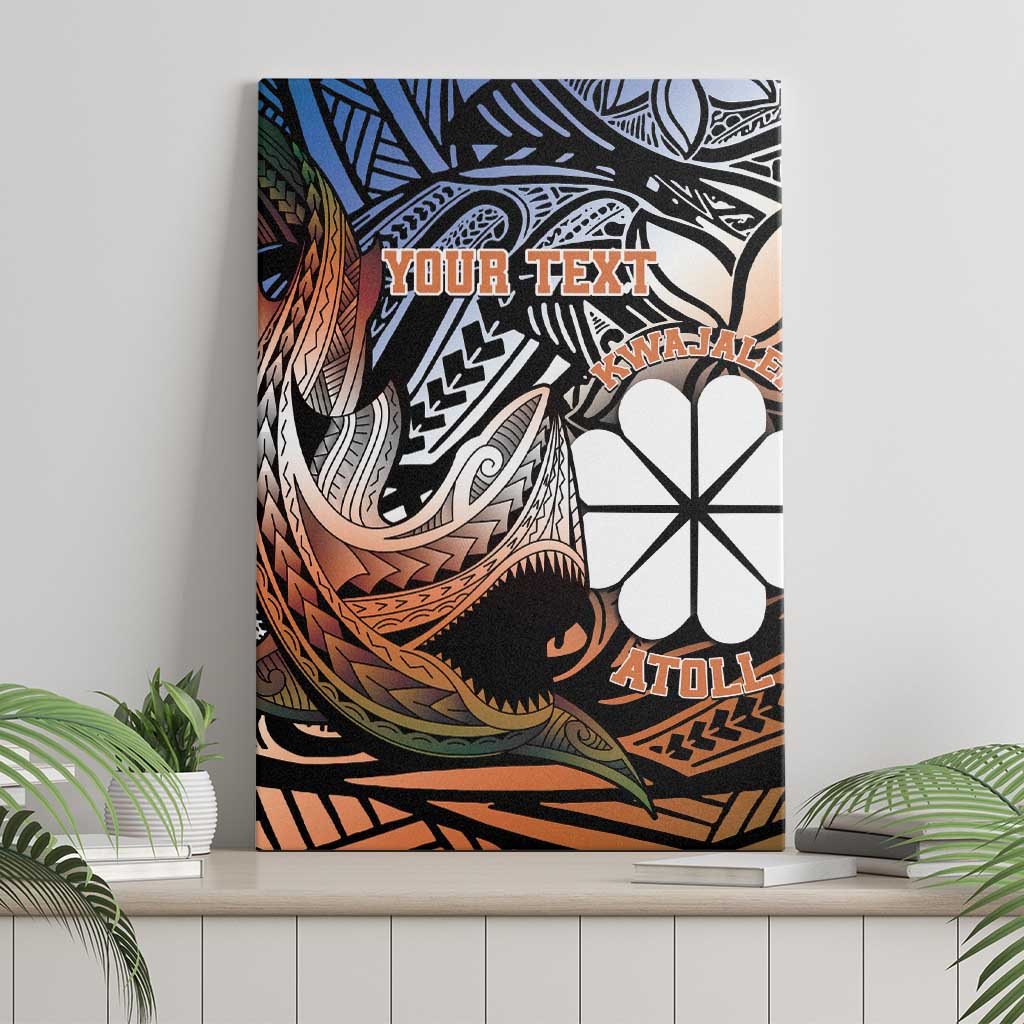 Personalised Kwajalein Atoll Canvas Wall Art Polynesian Shark Tattoo Gradient Vibes LT14 - Polynesian Pride