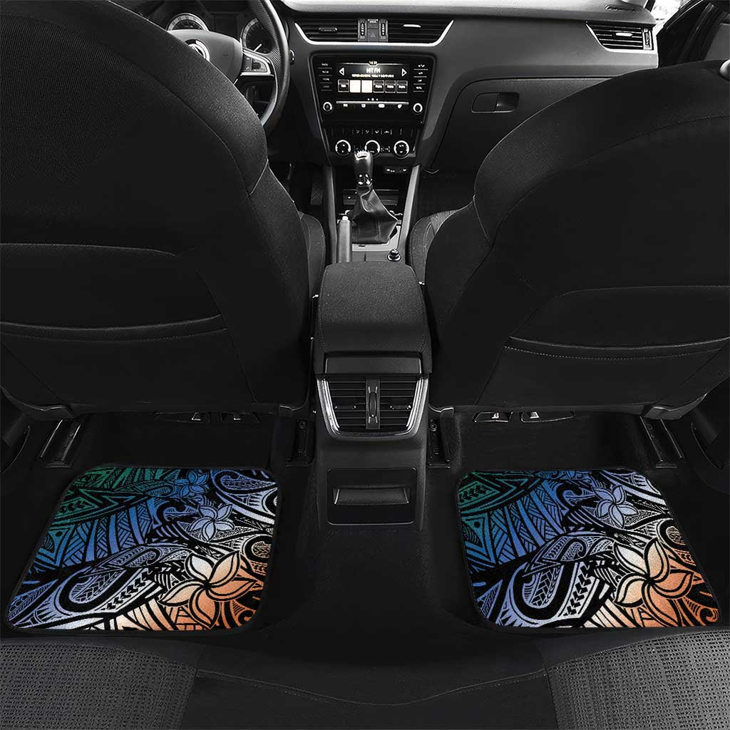 Personalised Kwajalein Atoll Car Mats Polynesian Shark Tattoo Gradient Vibes LT14 Set 2pcs - Back Black - Polynesian Pride