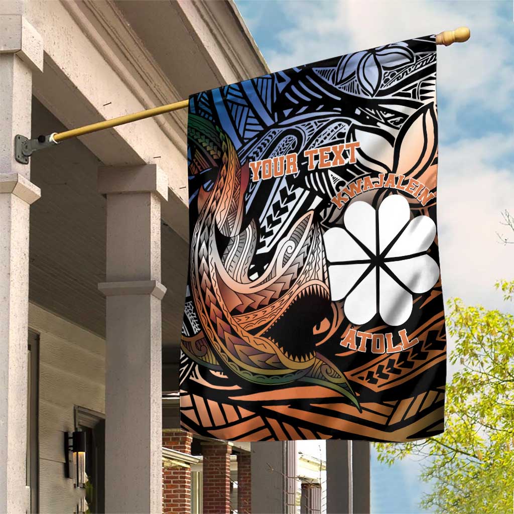 Personalised Kwajalein Atoll Garden Flag Polynesian Shark Tattoo Gradient Vibes LT14 House Flag Black - Polynesian Pride