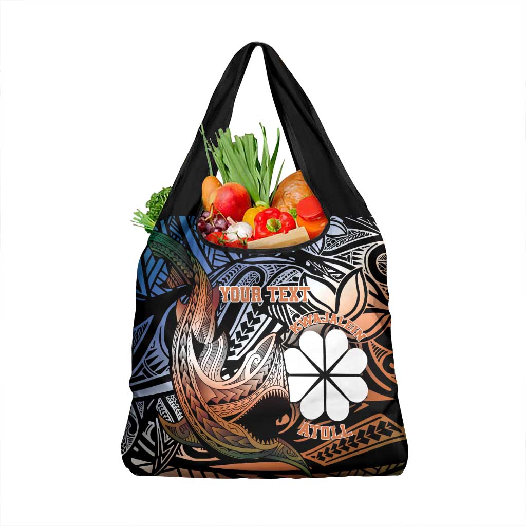 Personalised Kwajalein Atoll Grocery Bag Polynesian Shark Tattoo Gradient Vibes LT14 1-pack One Size Black - Polynesian Pride