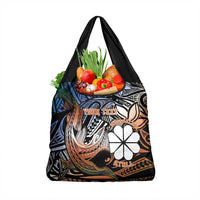 Personalised Kwajalein Atoll Grocery Bag Polynesian Shark Tattoo Gradient Vibes LT14 1-pack One Size Black - Polynesian Pride
