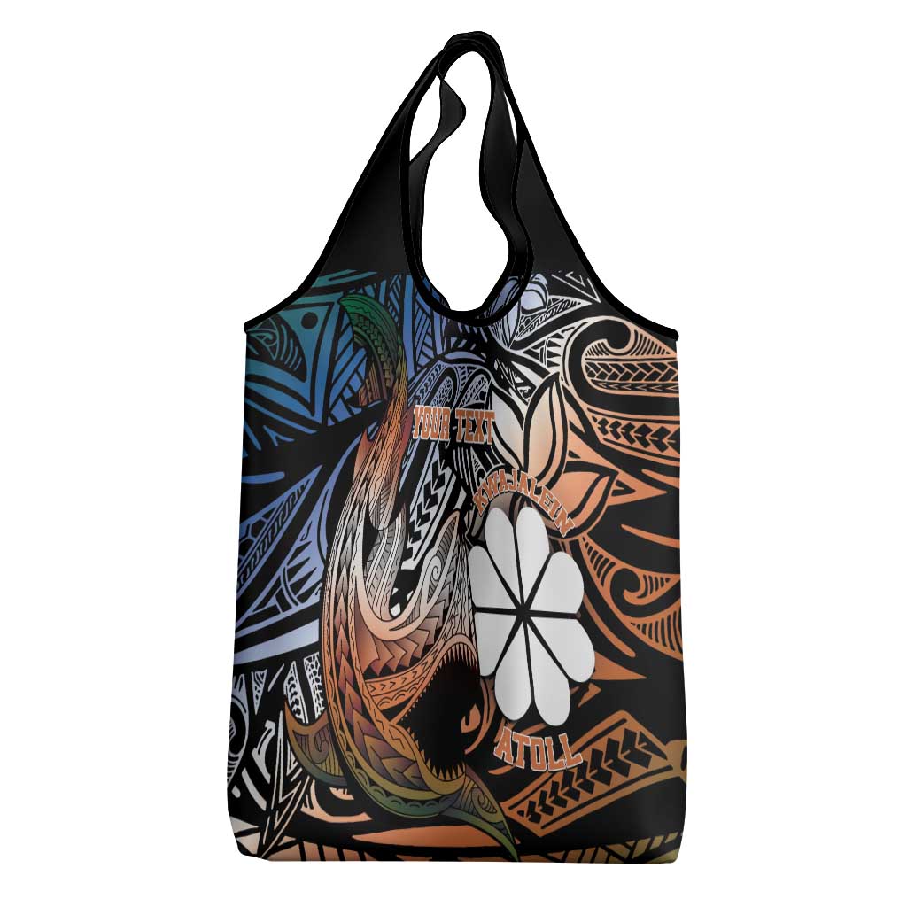 Personalised Kwajalein Atoll Grocery Bag Polynesian Shark Tattoo Gradient Vibes LT14 - Polynesian Pride
