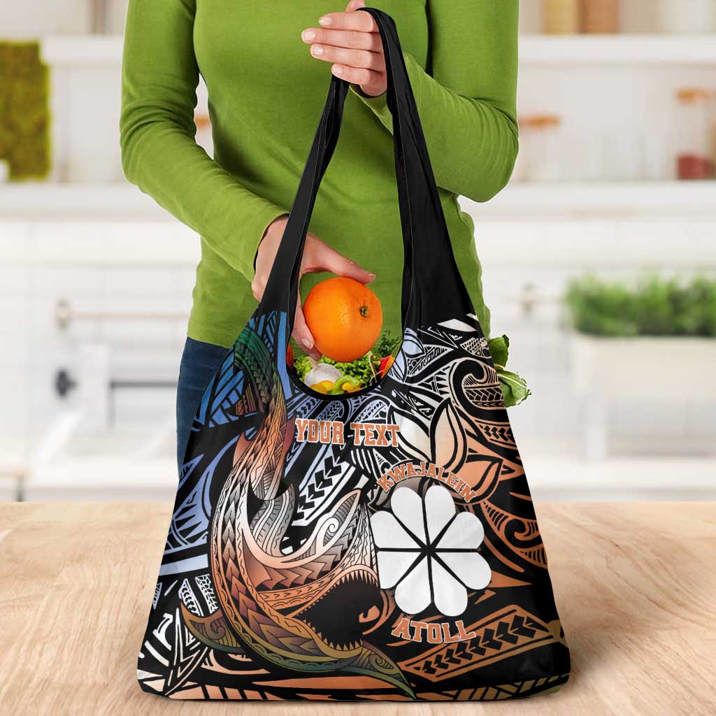 Personalised Kwajalein Atoll Grocery Bag Polynesian Shark Tattoo Gradient Vibes LT14 - Polynesian Pride