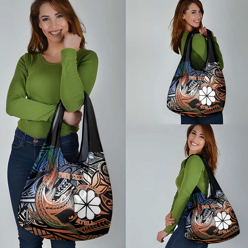 Personalised Kwajalein Atoll Grocery Bag Polynesian Shark Tattoo Gradient Vibes LT14 - Polynesian Pride