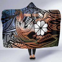 Personalised Kwajalein Atoll Hooded Blanket Polynesian Shark Tattoo Gradient Vibes LT14 One Size Black - Polynesian Pride