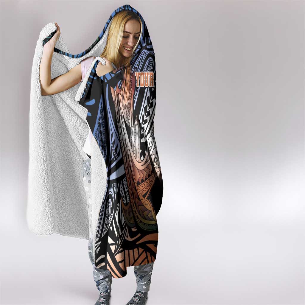 Personalised Kwajalein Atoll Hooded Blanket Polynesian Shark Tattoo Gradient Vibes LT14 - Polynesian Pride