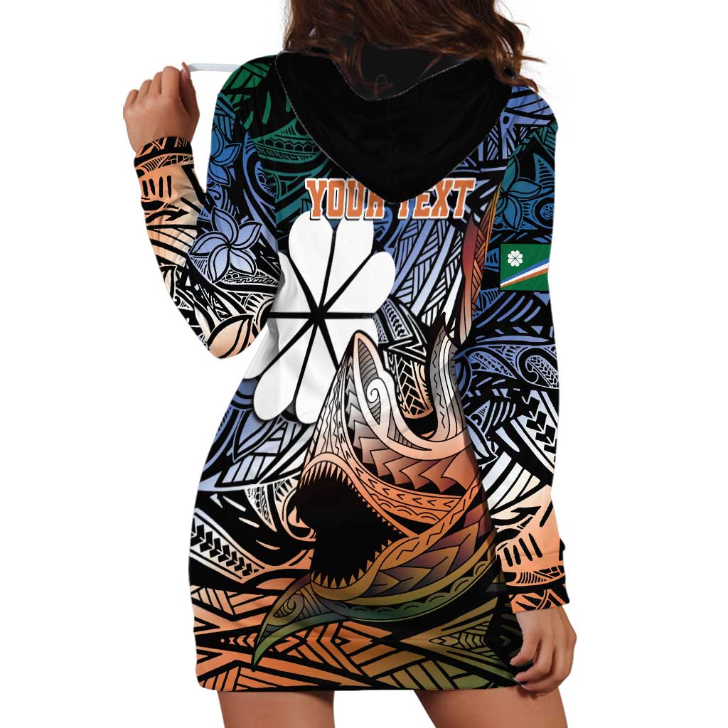 Personalised Kwajalein Atoll Hoodie Dress Polynesian Shark Tattoo Gradient Vibes LT14 - Polynesian Pride