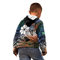Personalised Kwajalein Atoll Kid Hoodie Polynesian Shark Tattoo Gradient Vibes