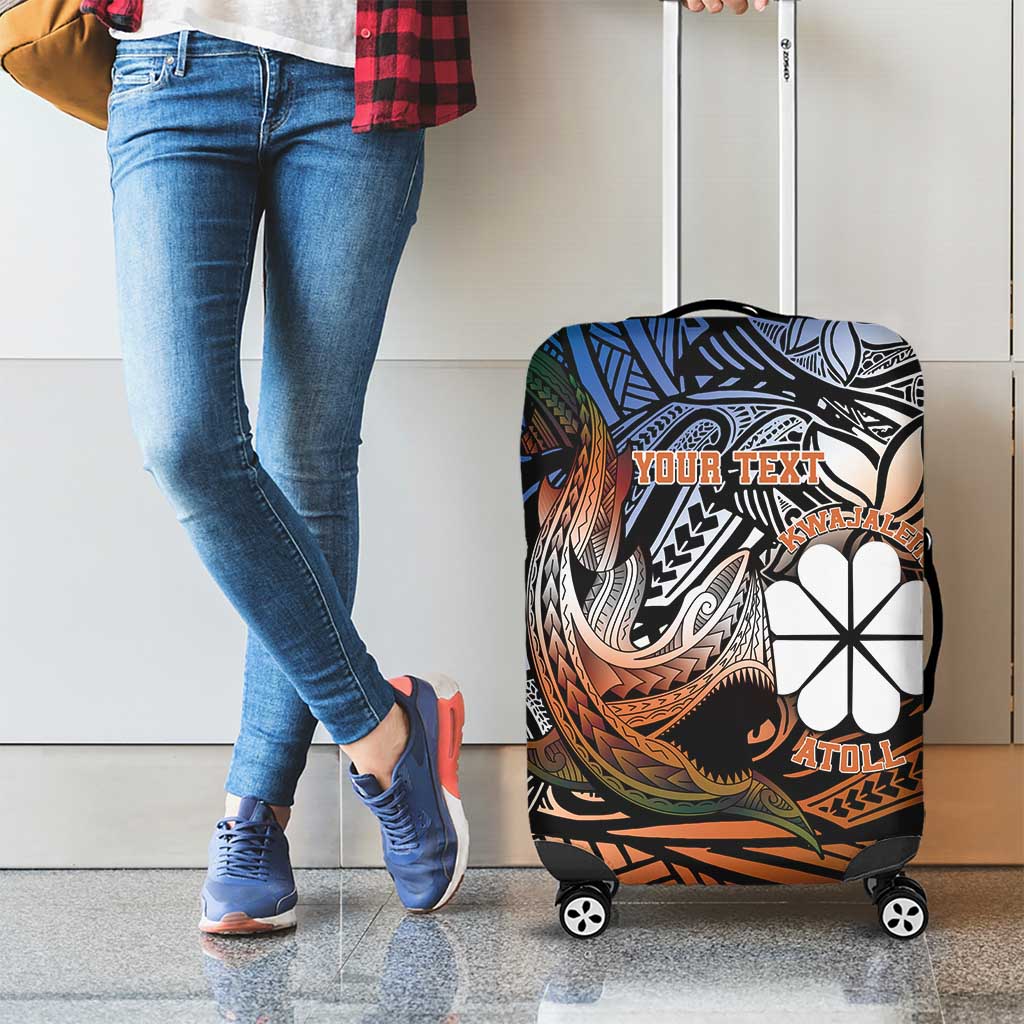 Personalised Kwajalein Atoll Luggage Cover Polynesian Shark Tattoo Gradient Vibes