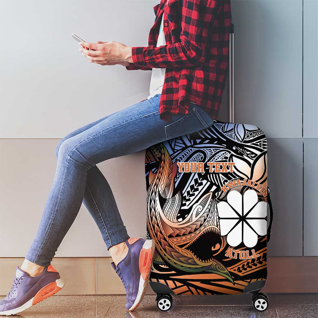 Personalised Kwajalein Atoll Luggage Cover Polynesian Shark Tattoo Gradient Vibes