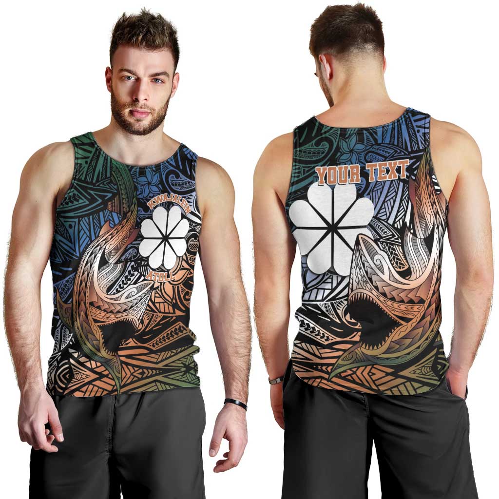 Personalised Kwajalein Atoll Men Tank Top Polynesian Shark Tattoo Gradient Vibes LT14 - Polynesian Pride