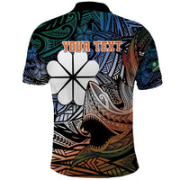 Personalised Kwajalein Atoll Polo Shirt Polynesian Shark Tattoo Gradient Vibes