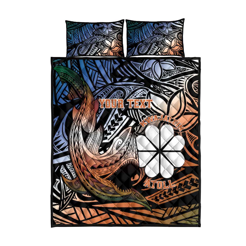 Personalised Kwajalein Atoll Quilt Bed Set Polynesian Shark Tattoo Gradient Vibes LT14 - Polynesian Pride