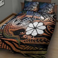 Personalised Kwajalein Atoll Quilt Bed Set Polynesian Shark Tattoo Gradient Vibes LT14 - Polynesian Pride