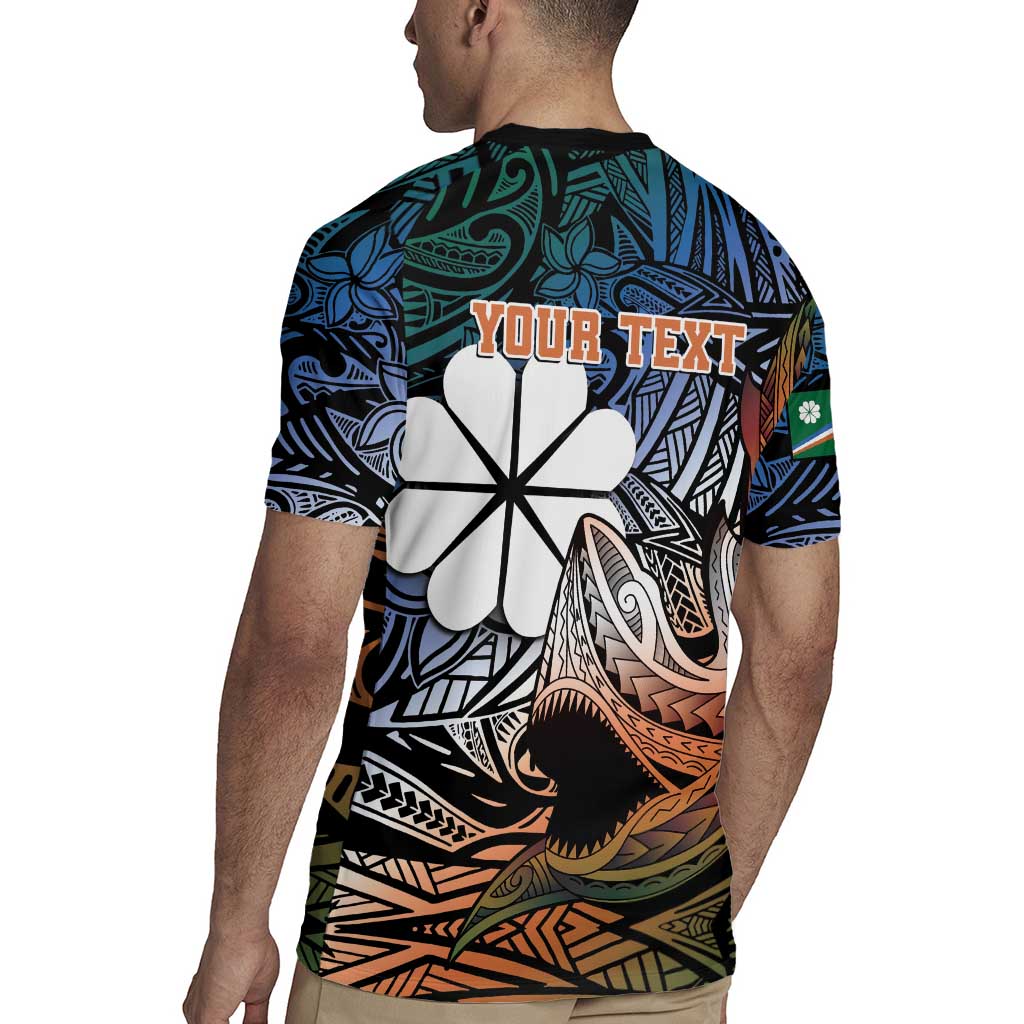Personalised Kwajalein Atoll Rugby Jersey Polynesian Shark Tattoo Gradient Vibes