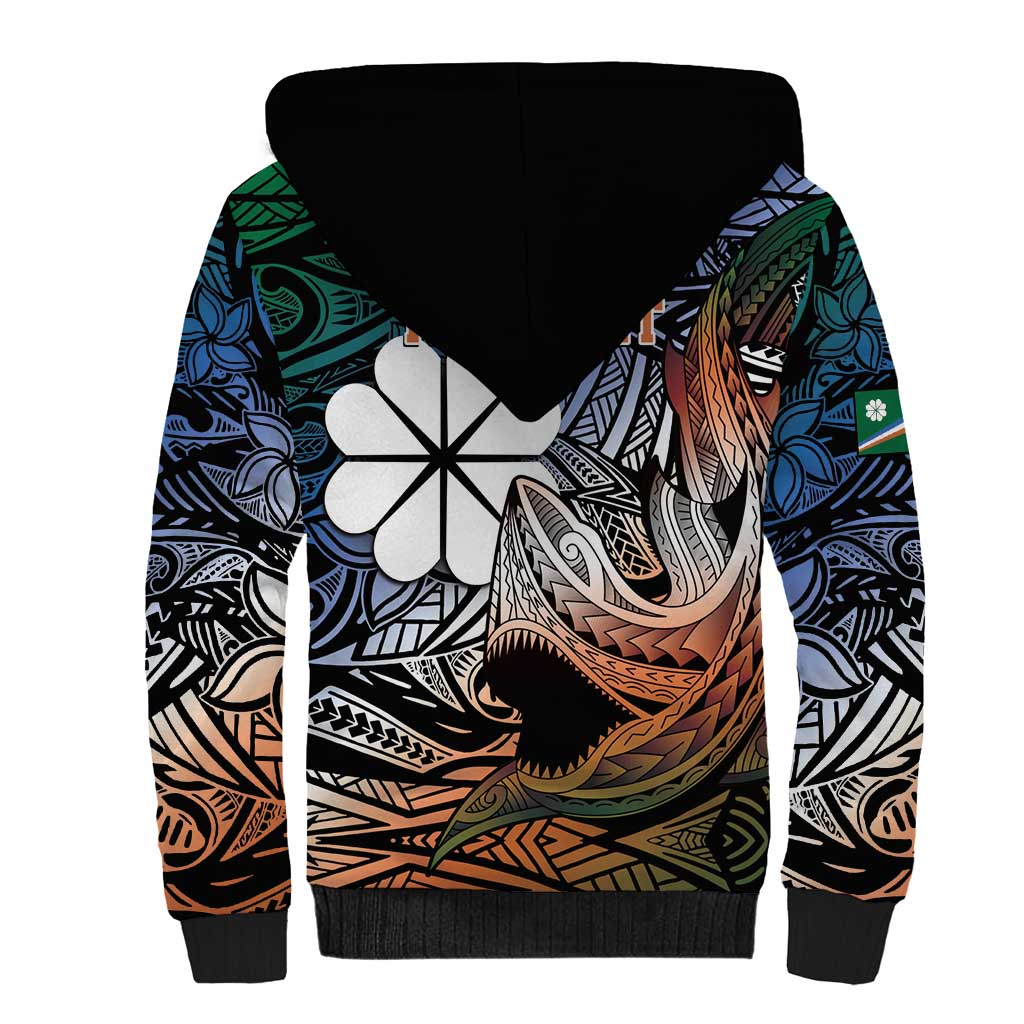 Personalised Kwajalein Atoll Sherpa Hoodie Polynesian Shark Tattoo Gradient Vibes LT14 - Polynesian Pride