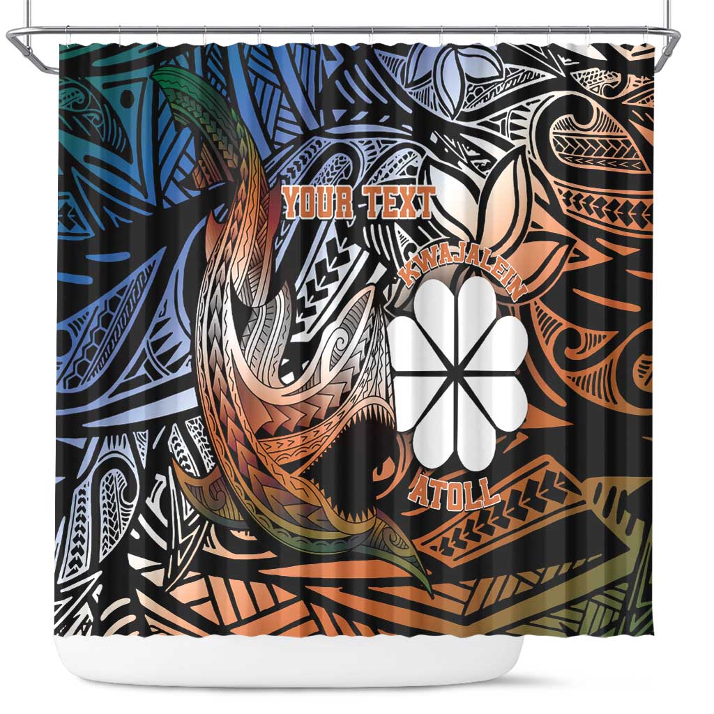 Personalised Kwajalein Atoll Shower Curtain Polynesian Shark Tattoo Gradient Vibes