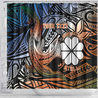 Personalised Kwajalein Atoll Shower Curtain Polynesian Shark Tattoo Gradient Vibes