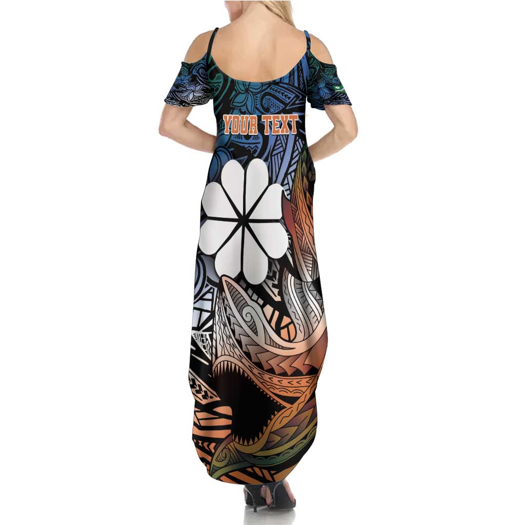 Personalised Kwajalein Atoll Summer Maxi Dress Polynesian Shark Tattoo Gradient Vibes LT14 - Polynesian Pride