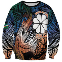Personalised Kwajalein Atoll Sweatshirt Polynesian Shark Tattoo Gradient Vibes