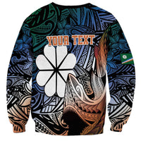 Personalised Kwajalein Atoll Sweatshirt Polynesian Shark Tattoo Gradient Vibes