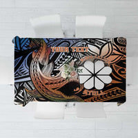 Personalised Kwajalein Atoll Tablecloth Polynesian Shark Tattoo Gradient Vibes LT14 Black - Polynesian Pride