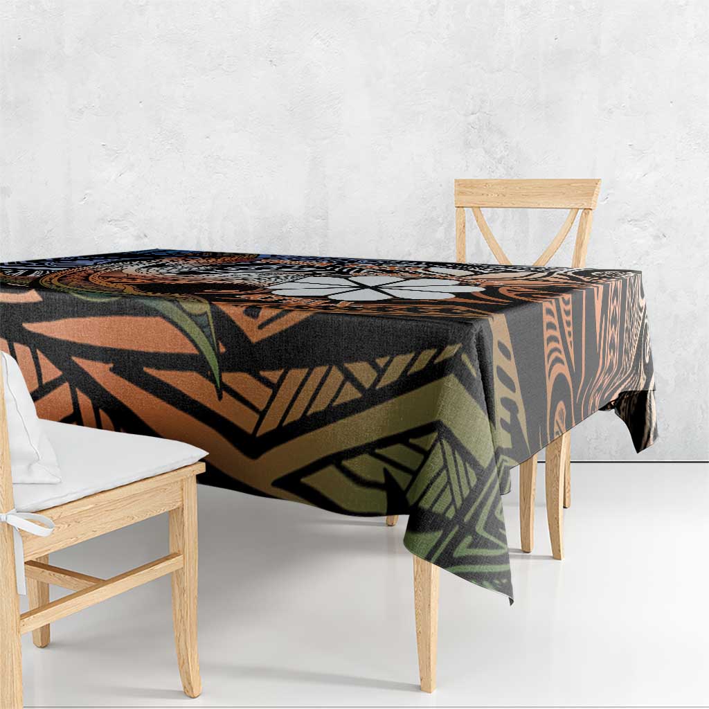 Personalised Kwajalein Atoll Tablecloth Polynesian Shark Tattoo Gradient Vibes LT14 - Polynesian Pride