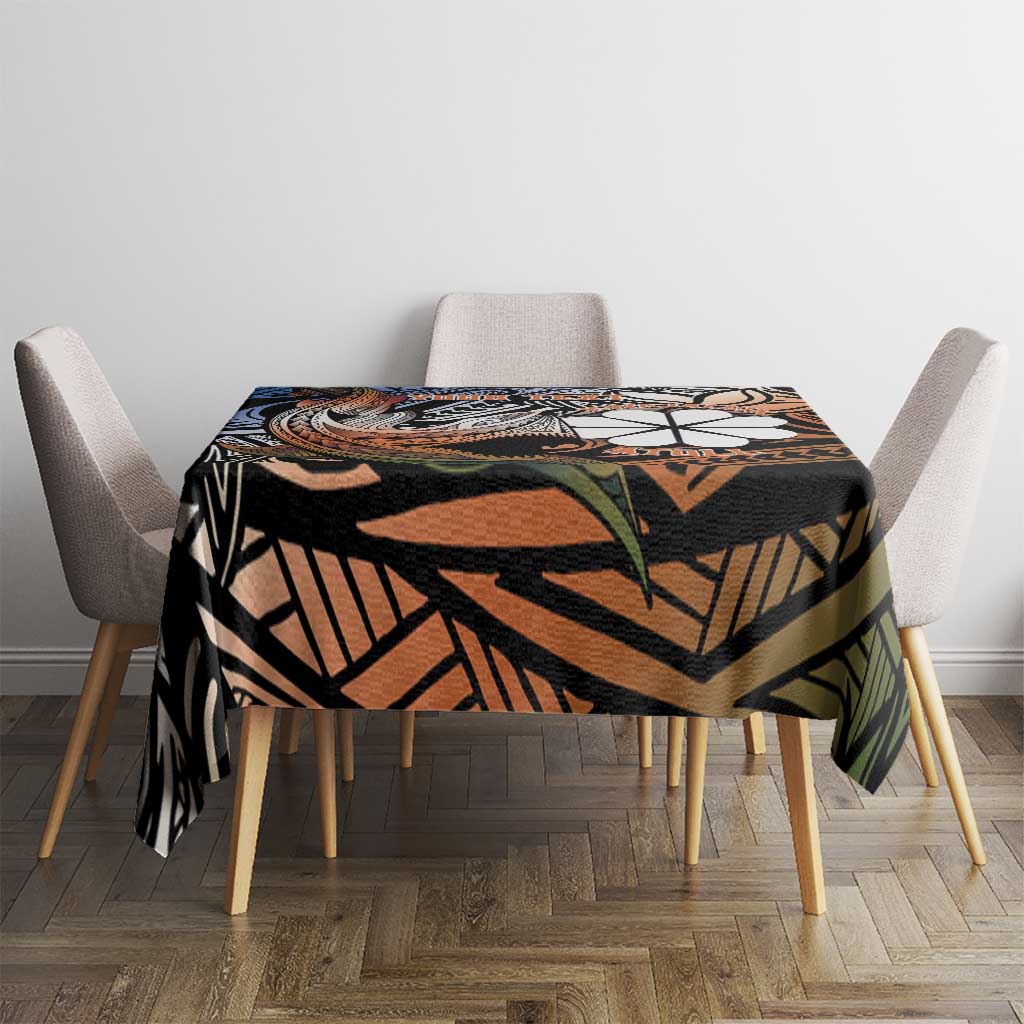 Personalised Kwajalein Atoll Tablecloth Polynesian Shark Tattoo Gradient Vibes LT14 - Polynesian Pride